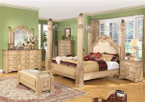 King queen and full bedroom sets from ashley furniture homestore for any budget. Royale Light Poster Traditional Canopy Bed Leather ...