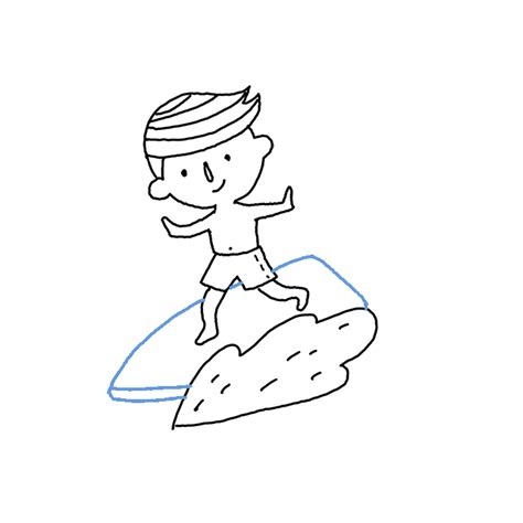 How To Draw A Boy Surfing Step By Step Easy Drawing Guides Drawing