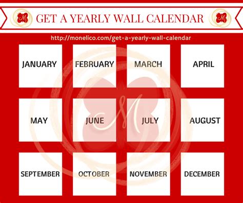 Get A Yearly Wall Calendar Monica Ramos Monelico Business Solutions