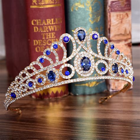 Vintage Prom Pageant Wedding Red Blue Crystal Tiaras And Crowns