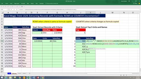 Excel Magic Trick Rows Or Countifs Incrementor In Array Formula To