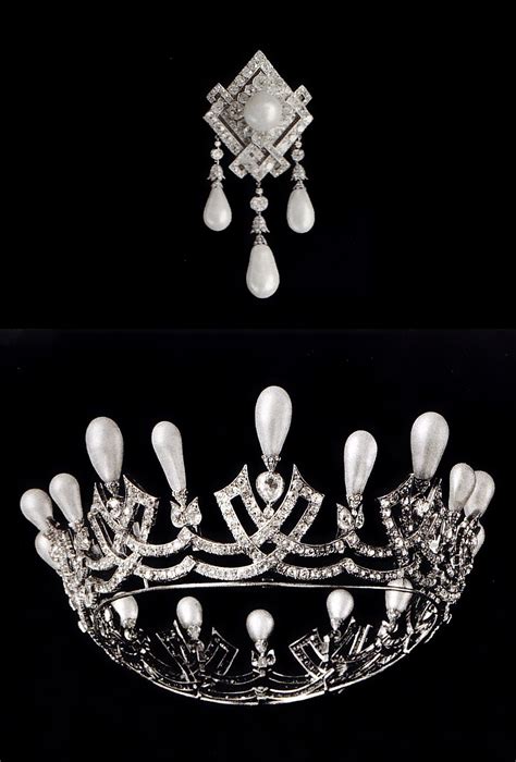 An Antique Diamond And Pearl Coronet And Brooch Early 1870s From The