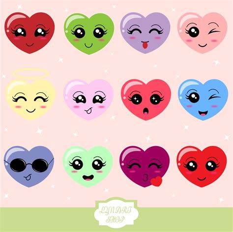 Kawaii Heartcute Kawaii Heartcute Heart Clip Art Cute Clip Etsy In