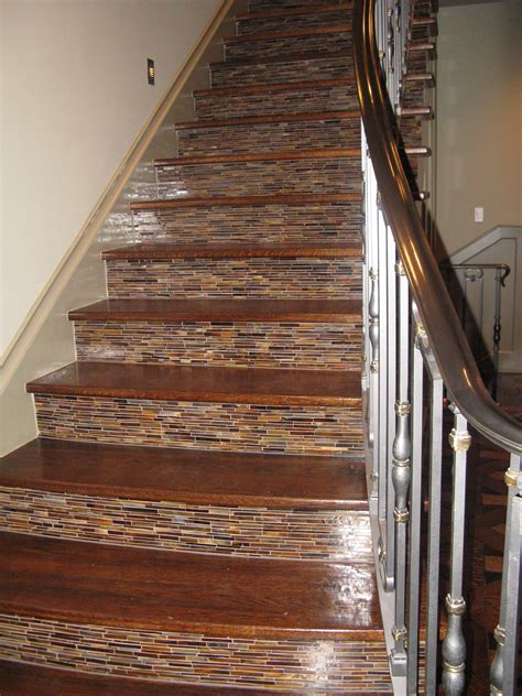 Fabulous Staircase With Tile Up The Risers Stairs Stair Decor