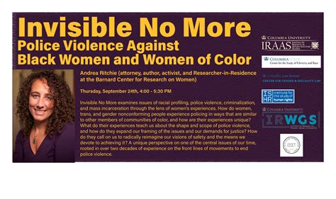 This Thursday 4pm — Andrea Ritchie Invisible No More Police