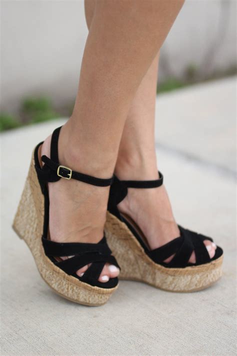Black Wedges Black Shoes Strappy Wedges Saved By The Dress