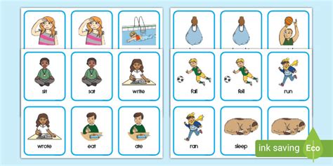 Present And Past Tense Irregular Verb Cards Teacher Made