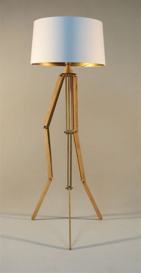 Handmade Tripod Floor Lampflexible Wooden Stand In Natural Light Wood