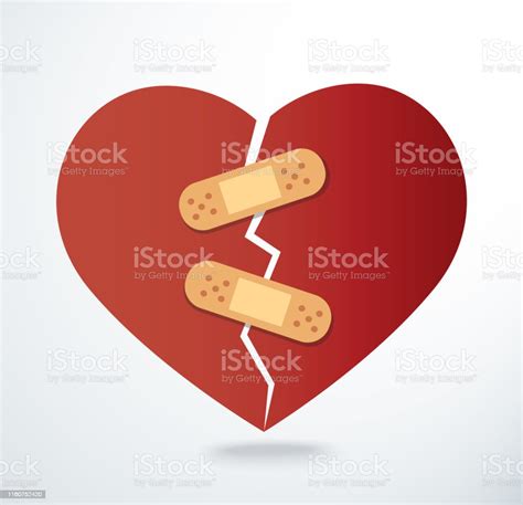Sticking Plaster On Broken Heart Icon Vector Stock Illustration