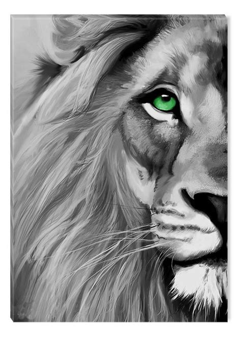 Black And White Abstract Canvas Wall Art Lions Eye Glowing In The