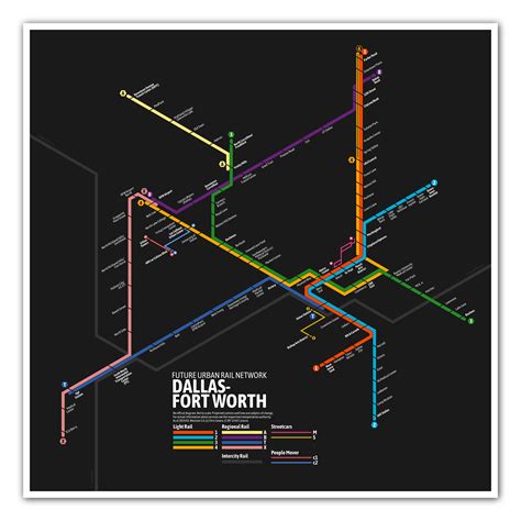 Integrated Urban Rail Transit Map For Dallas Fort Worth On Behance