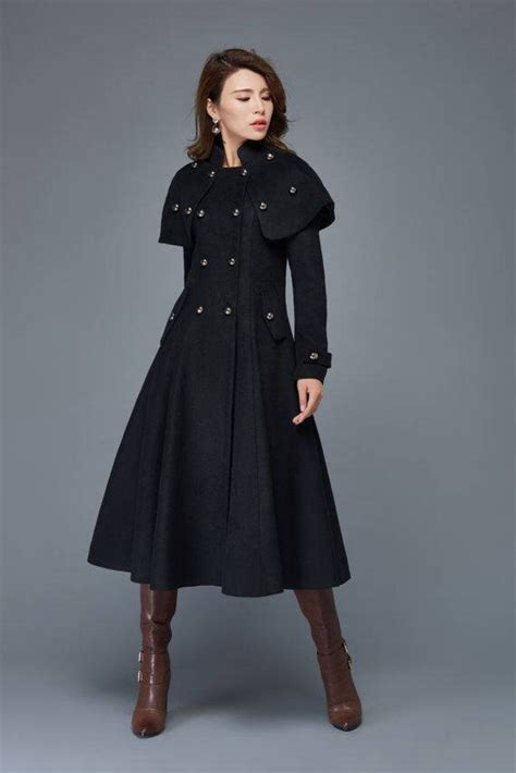 Wool Princess Coat Long Fit Flare Double Breasted Tailored Etsy