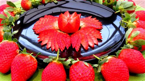 How To Make Strawberry Flowers Vegetable Carving Garnish
