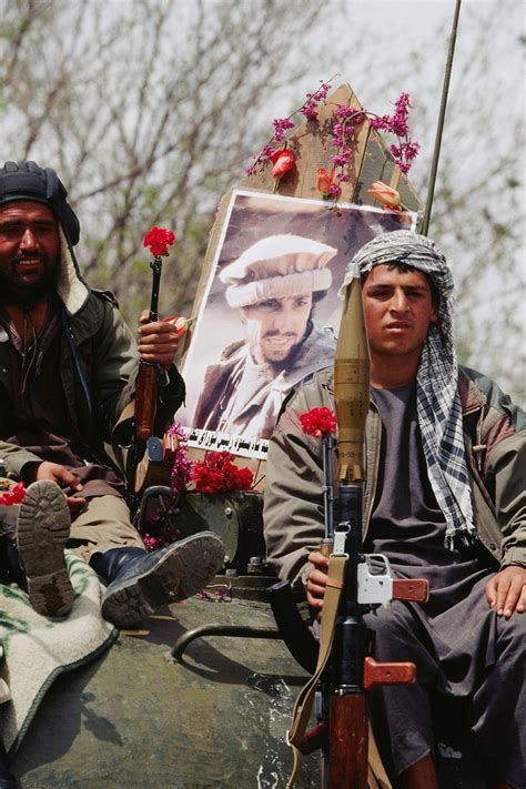 Mujahideen Display A Poster Of Their Leader Ahmed Shah Massoud Afghanistan 1992 [1364x2048