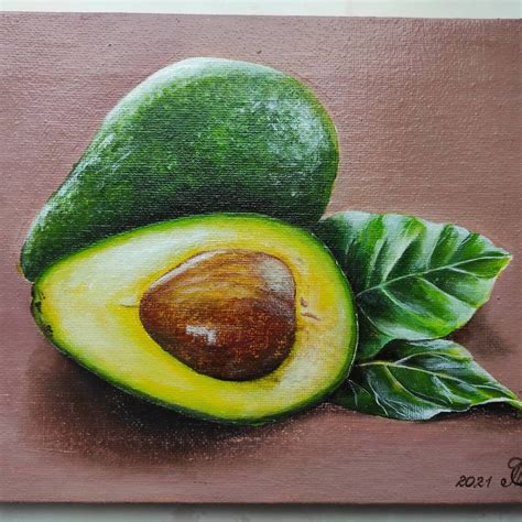 Avocado Painting Original Acrylic Artwork On Canvas Etsy