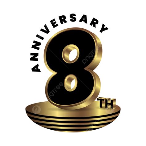 Golden Numeral 8 Year Anniversary Celebration 8 Golden Anniversary