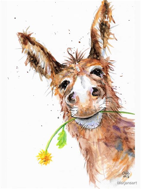 Cute Cheeky Donkey With Flower T Shirt By Marjansart Redbubble