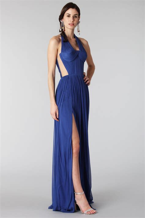Noleggia Online Purple Silk Dress With Side Slits By Cristallini Drexcode