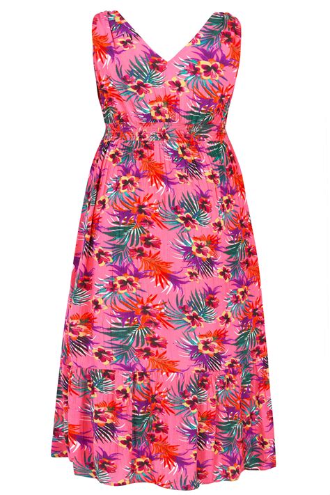 Pink Tropical Maxi Dress Plus Sizes 16 To 36 Yours Clothing