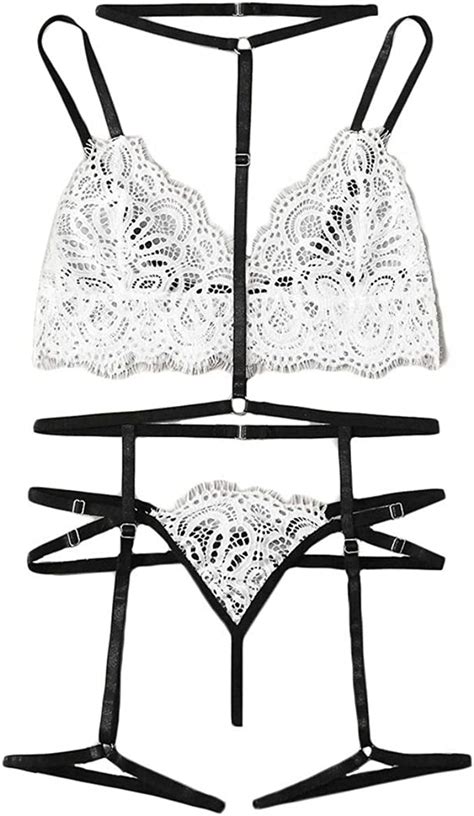 Sexy Lingerie Set Womens Lace V Neck Bra G String Underwear Sets Erotic Langerie