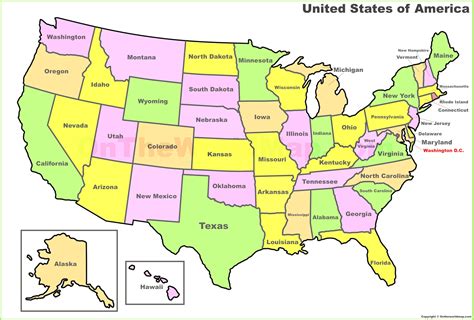 United States Map Printable With Capitals United States Of America 3d