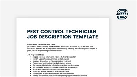 Pest Control Technician Job Description Free Template