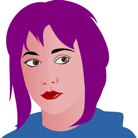 Purple Haired Girl Vector Illustration Free Svg