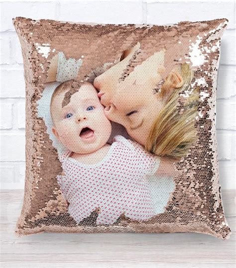 Sequin Pillow With Photo Personalized Photo Reversible Sequin Etsy