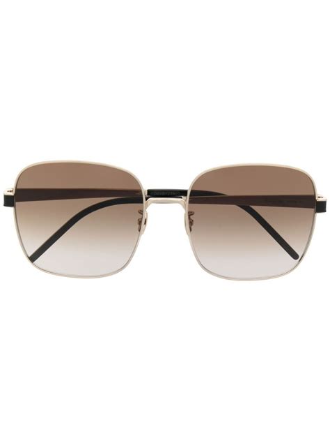 Saint Laurent Square Frame Sunglasses In Gold Modesens