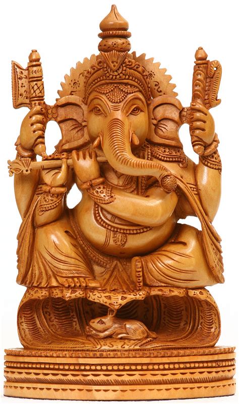 Lord Ganesha Playing On Flute