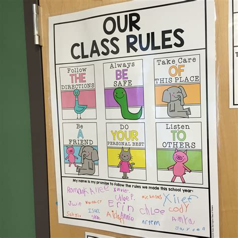 A Classroom Door With Posters On The Front And Back Of It That Say Our
