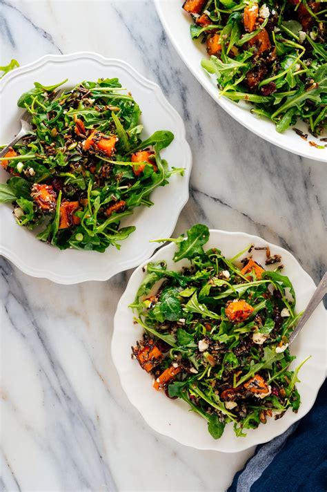 Hearty Sweet Potato Arugula And Wild Rice Salad With Ginger Dressing