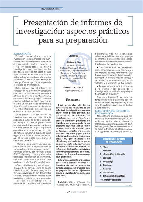 Informe De Investigacion Ejemplo Pdf