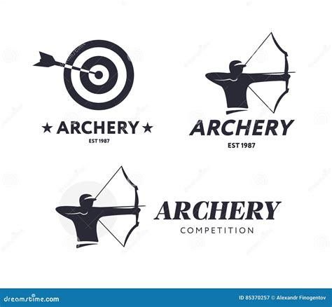 Abstract Archery Logo Vector Badge Concept Archer With Sport Bow And