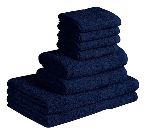 Beauty Threadz 100 Cotton 8 Piece Towel Set Navy Blue 2 Bath