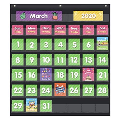 Eamay Classroom Monthly Calendar Pocket Chart With 71 Cards For Kids