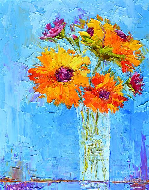 Wood Framed Oil Painting Of A Colorful Bouquet Of Flowers In A Vase