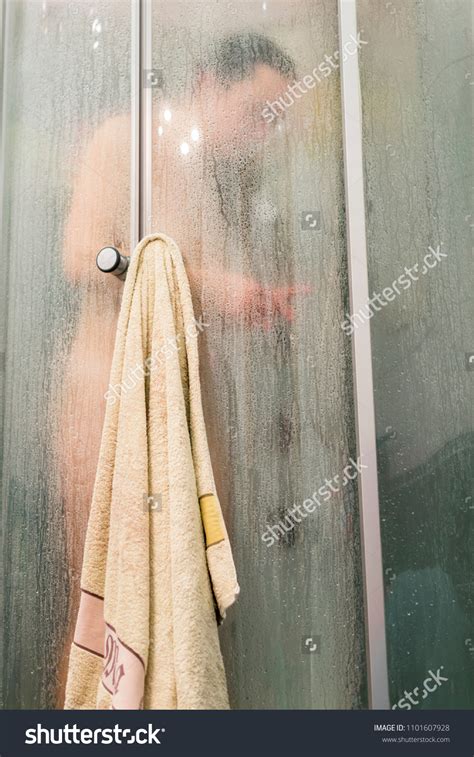 Beautiful Woman Shower Behind Glass Door Stock Photo Shutterstock