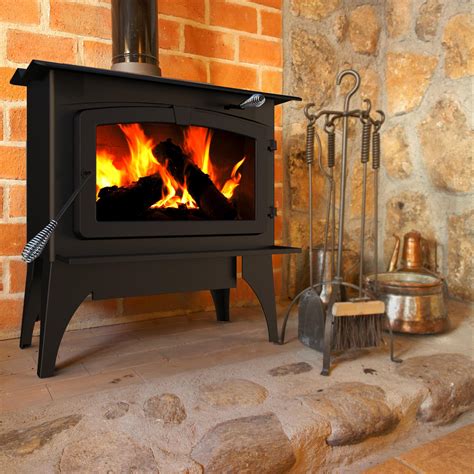 Amazon Com Pleasant Hearth Square Feet Wood Burning Stove Large Home Kitchen