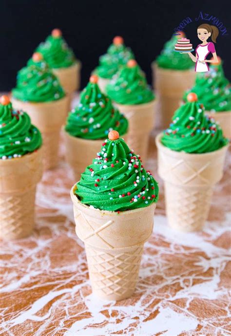 Make your ice cream extra special with our recipes for sundaes, sandwiches and waffles, plus a few retro favourites. Ice Cream Cone Christmas Tree Cupcakes - Veena Azmanov