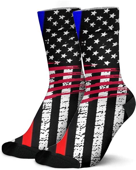 Sports Crew Socks American Flag Patch Running Socks