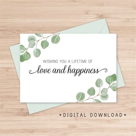 Printable Card Wishing You A Lifetime Of Love And Happiness Etsy