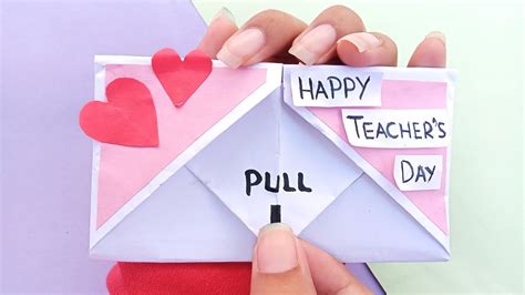 Diy Surprise Message Card For Teachers Day Pull Tab Envelope Card