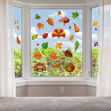 210 Pieces Fall Leaves Window Cling Stickers Thanksgiving Autumn Leaves