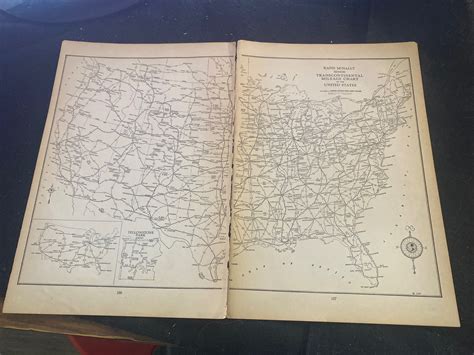Transcontinental Mileage Chart Of The United States Book Pages Etsy