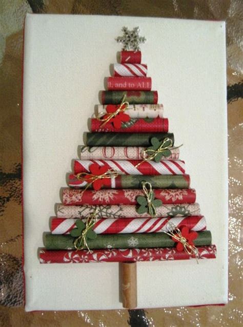This Is A Christmas Tree Made With Rolled Paper On A 5 X 7 Inch Canvas