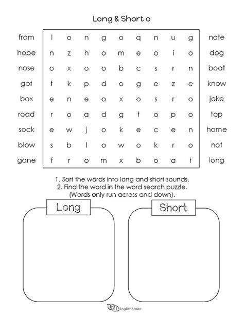 Long And Short Vowels O Word Search Puzzle 4 Short Vowel Sounds