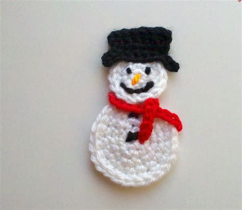 Set Of 2 Pcs Large Handmade Crochet Snowman Appliques By Qspring