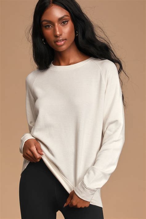 Cute Cream Sweatshirt Pullover Sweatshirt Fleece Sweatshirt Lulus