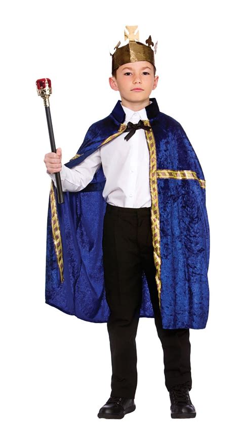 Deluxe Blue King Queen Robe Crown Nativity Kids Fancy Dress Girls Boys